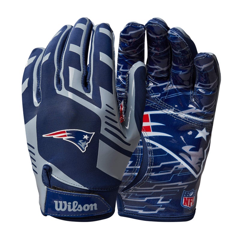 Wilson NFL Stretch Fit Football Gloves - Youth, New England Patriots - Image 1